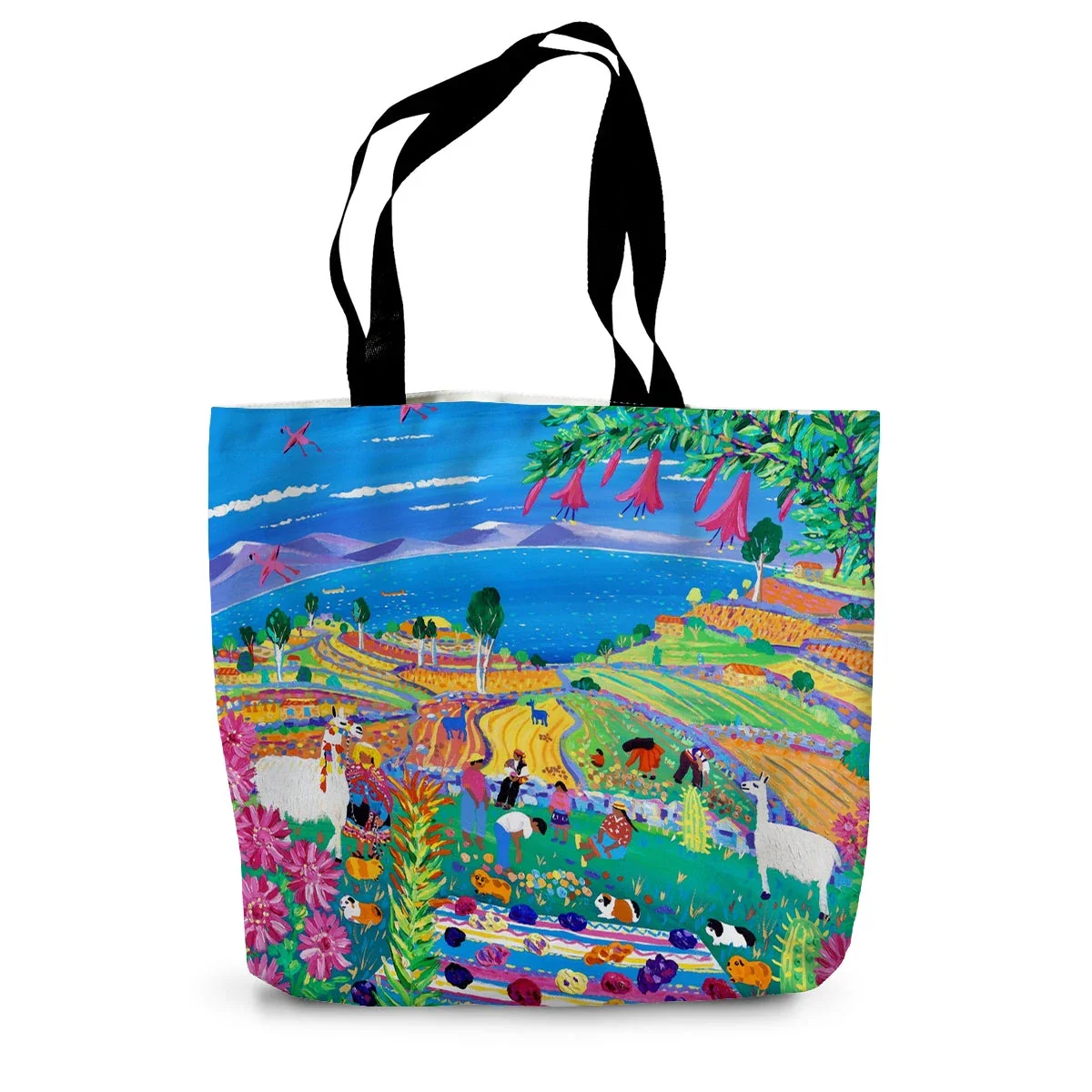 Colourful Potato Fiesta on Taquile Island, Peru by John Dyer Canvas Tote Bag - Image 2