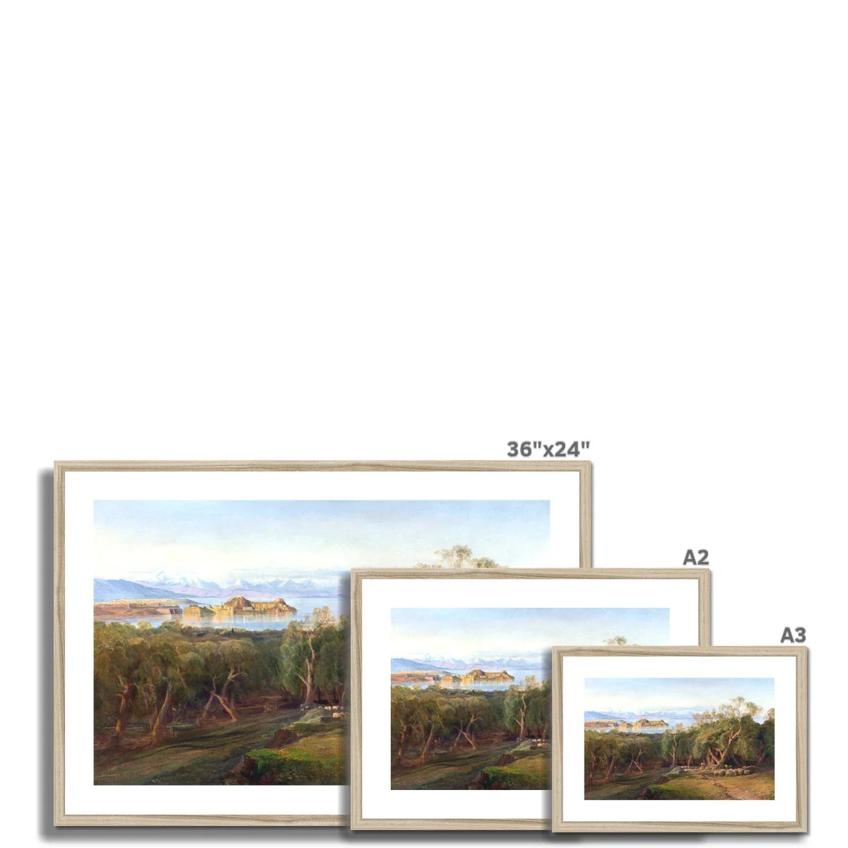 Corfu from Ascension, Corfu by Edward Lear. Greece Artwork Framed Open Edition Art Print. Greek Art Gallery Historic Art Print - Image 12