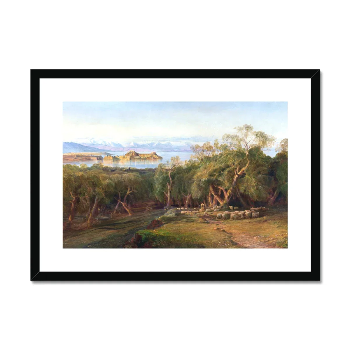 Corfu from Ascension, Corfu by Edward Lear. Greece Artwork Framed Open Edition Art Print. Greek Art Gallery Historic Art Print - Image 2