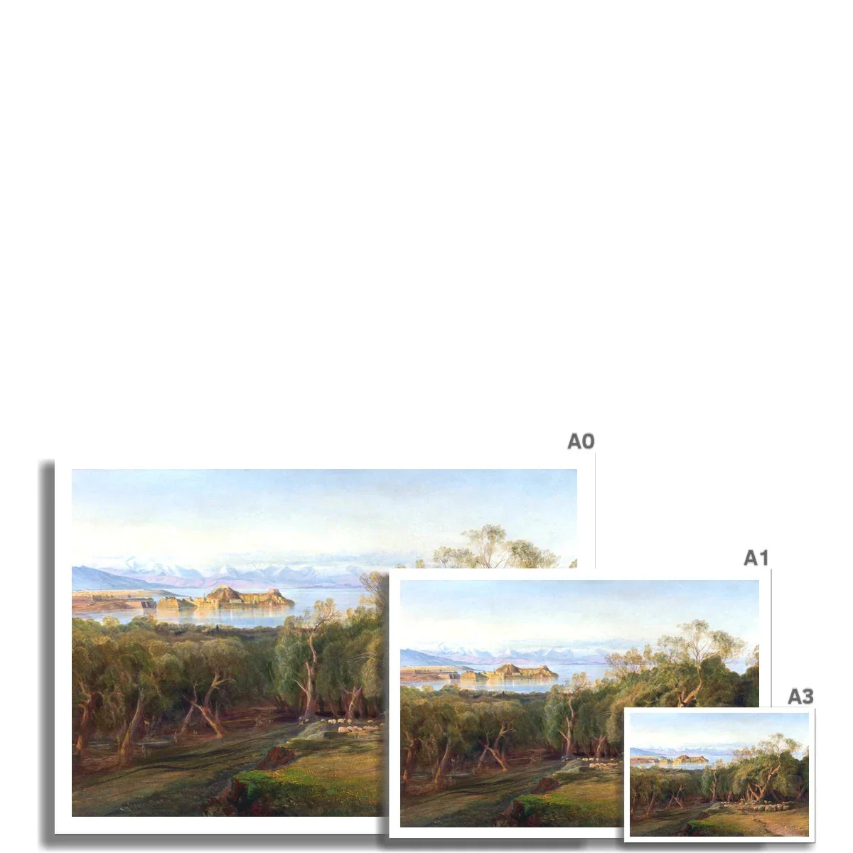 Corfu from Ascension, Corfu by Edward Lear. Greece Artwork Open Edition Art Print. Greek Art Gallery Historic Art Print - Image 3
