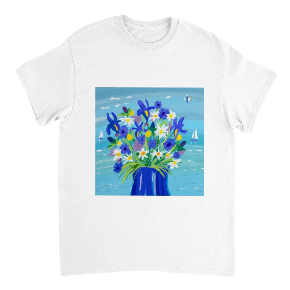 John Dyer Unisex Cornwall Art T-Shirt. 'Seaside Flowers'. Cornwall Art Gallery - Image 2