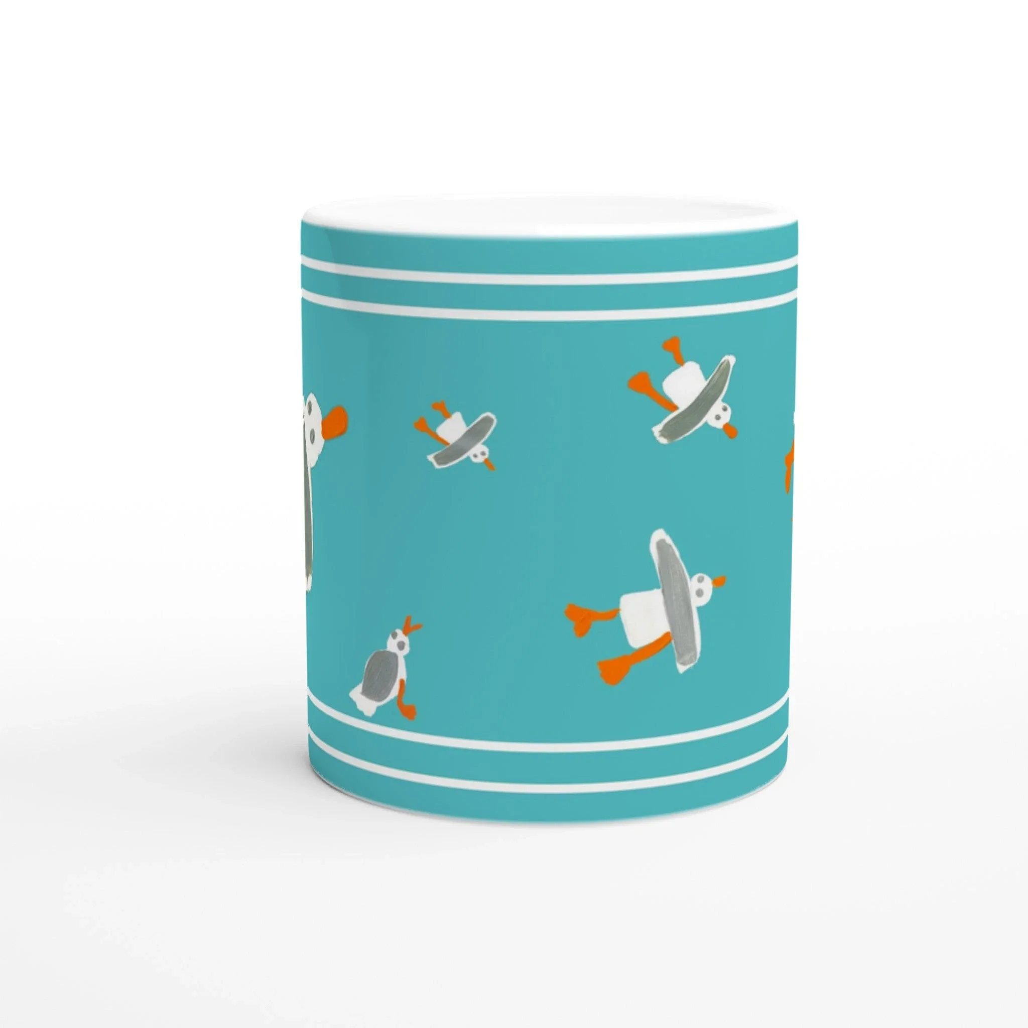 John Dyer Ceramic Cornish Art Mug with Cornish Seagulls. Aqua Sea Turquoise Teal - Image 4