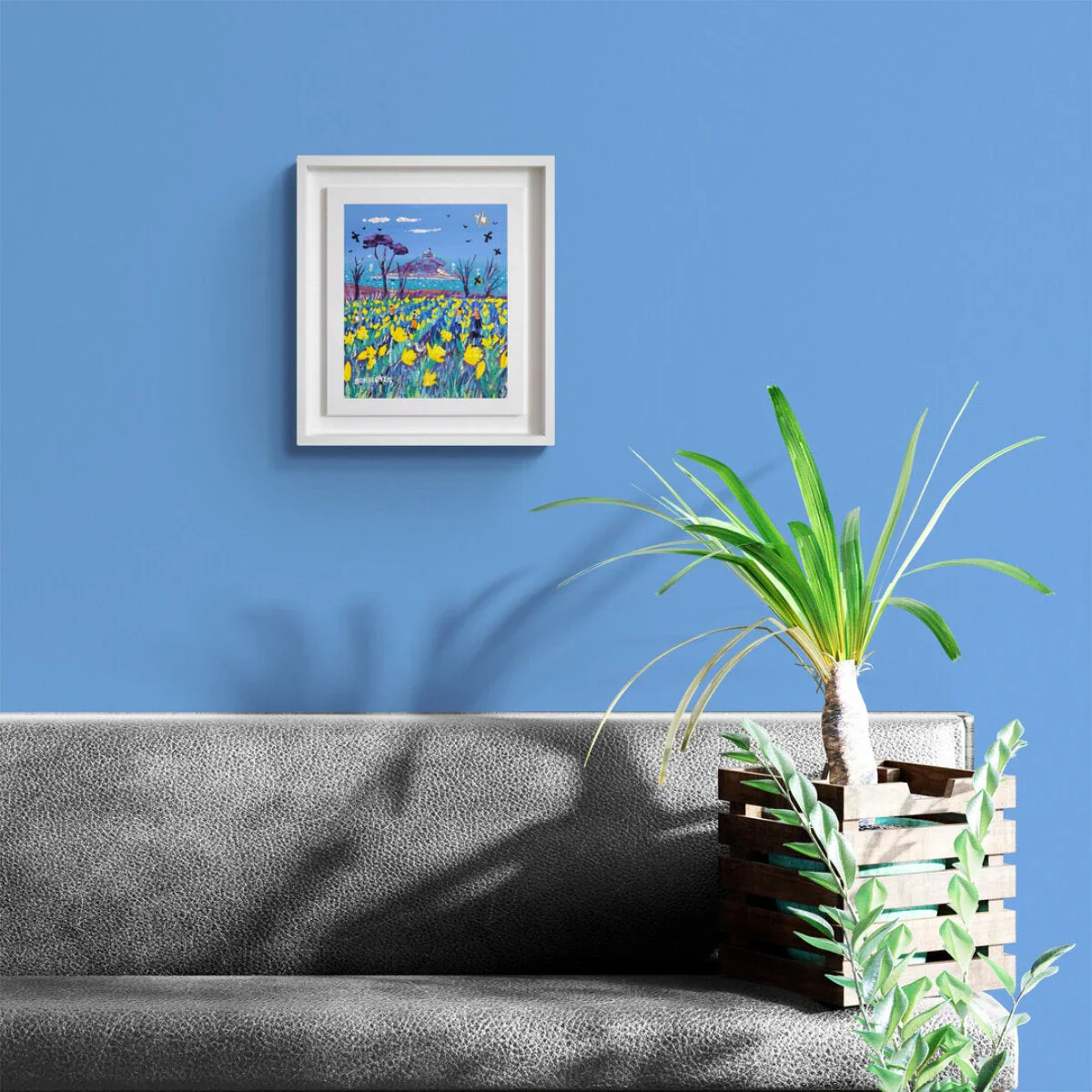 'Cornish Spring Daffodils, St Michael's Mount', 12x10 inches acrylic on canvas. Painting of Cornwall by Cornish Artist John Dyer - Image 3