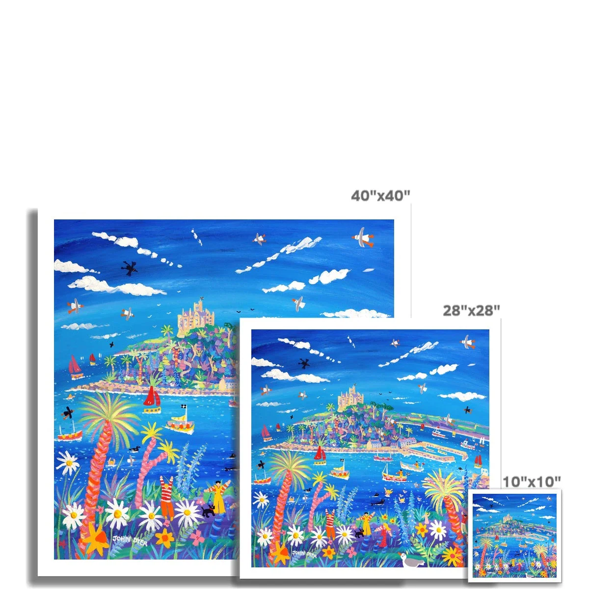 John Dyer Fine Art Print. Open Edition Cornish Art Print. 'Cornish Springtime, St Michael's Mount'. Cornwall Art Gallery - Image 3