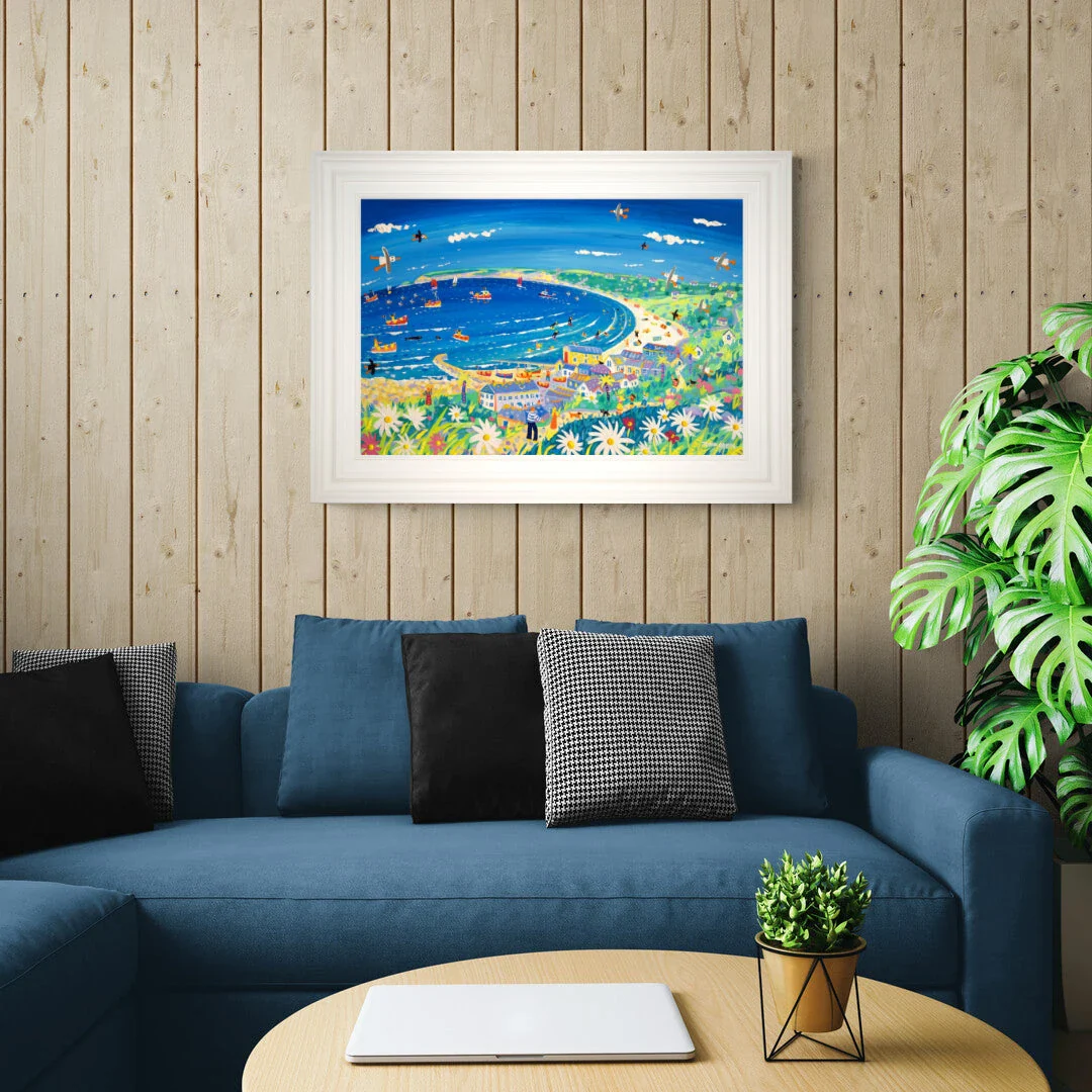 'Cornish Summer, Sennen Cove', 24x36 inches acrylic on board. Cornwall Art Gallery Painting by Cornish Artist John Dyer - Image 3