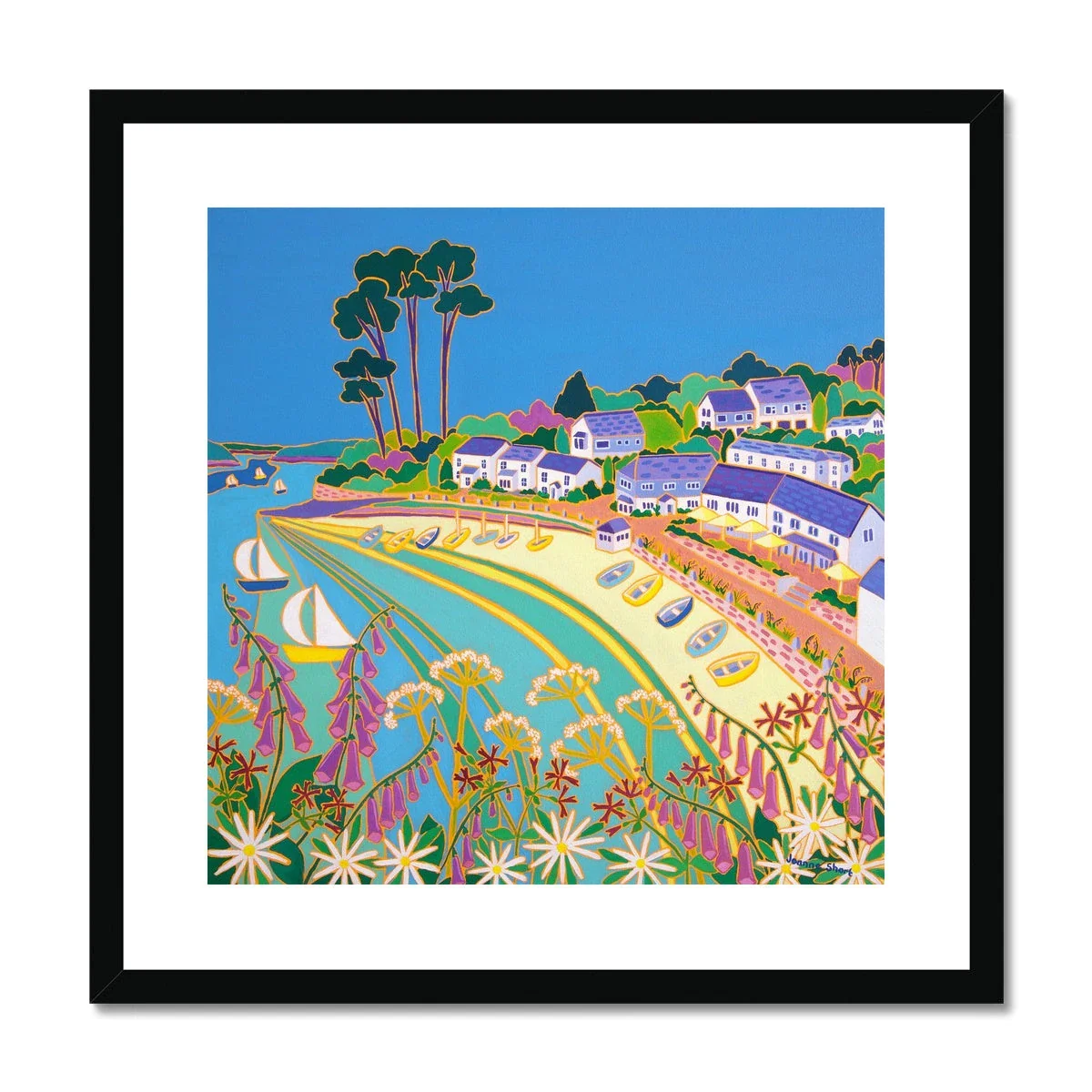 Joanne Short Framed Open Edition Cornish Fine Art Print. 'Cornish Wild Flowers, Helford Passage'. Cornwall Art Gallery - Image 2