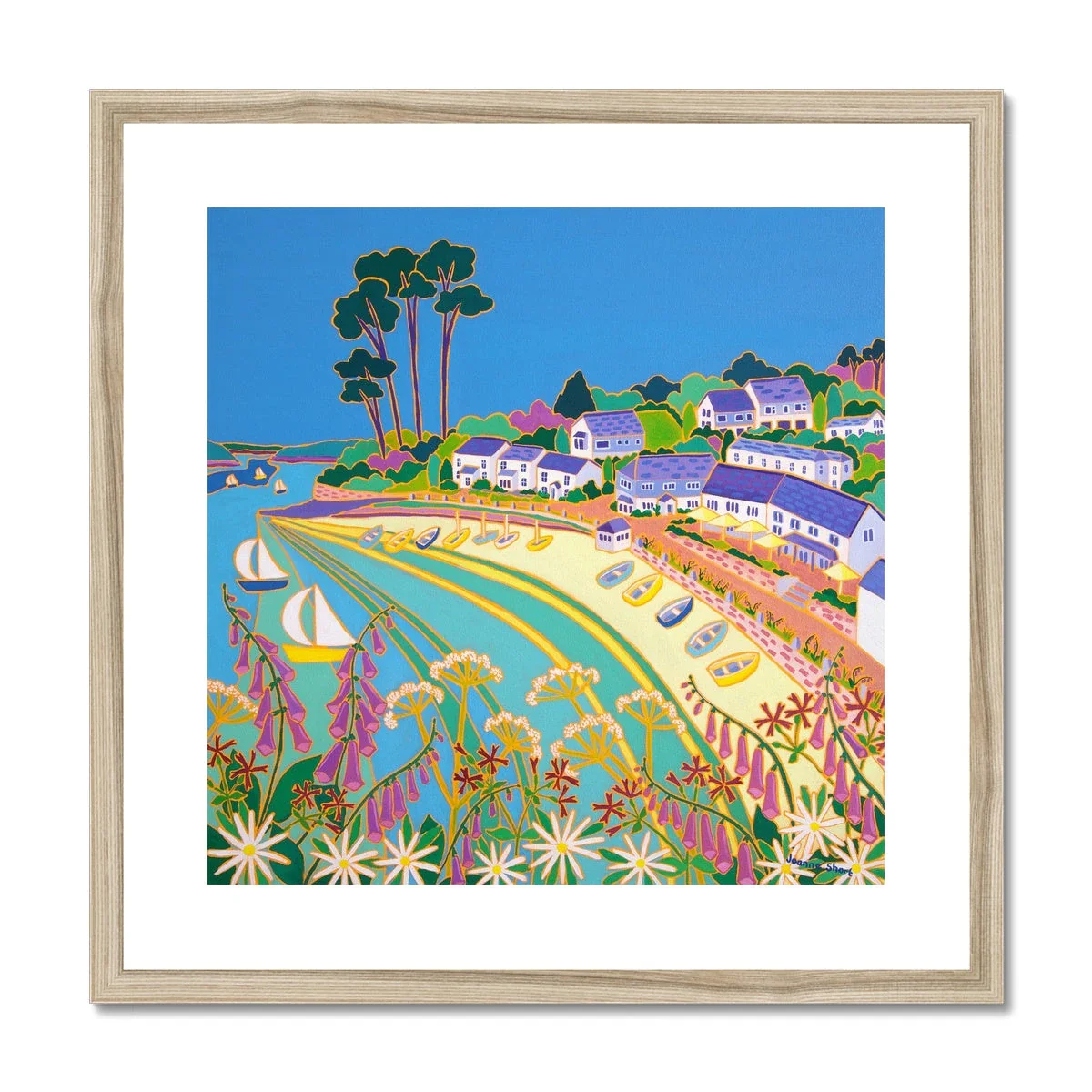 Joanne Short Framed Open Edition Cornish Fine Art Print. 'Cornish Wild Flowers, Helford Passage'. Cornwall Art Gallery - Image 3