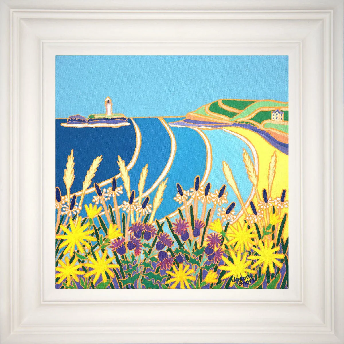 'Wild Flowers on the Cliff, Godrevy'. 12x12 inches oil on canvas. Paintings of Cornwall by Cornish Artist Joanne Short from our Cornwall Art Gallery - Image 2