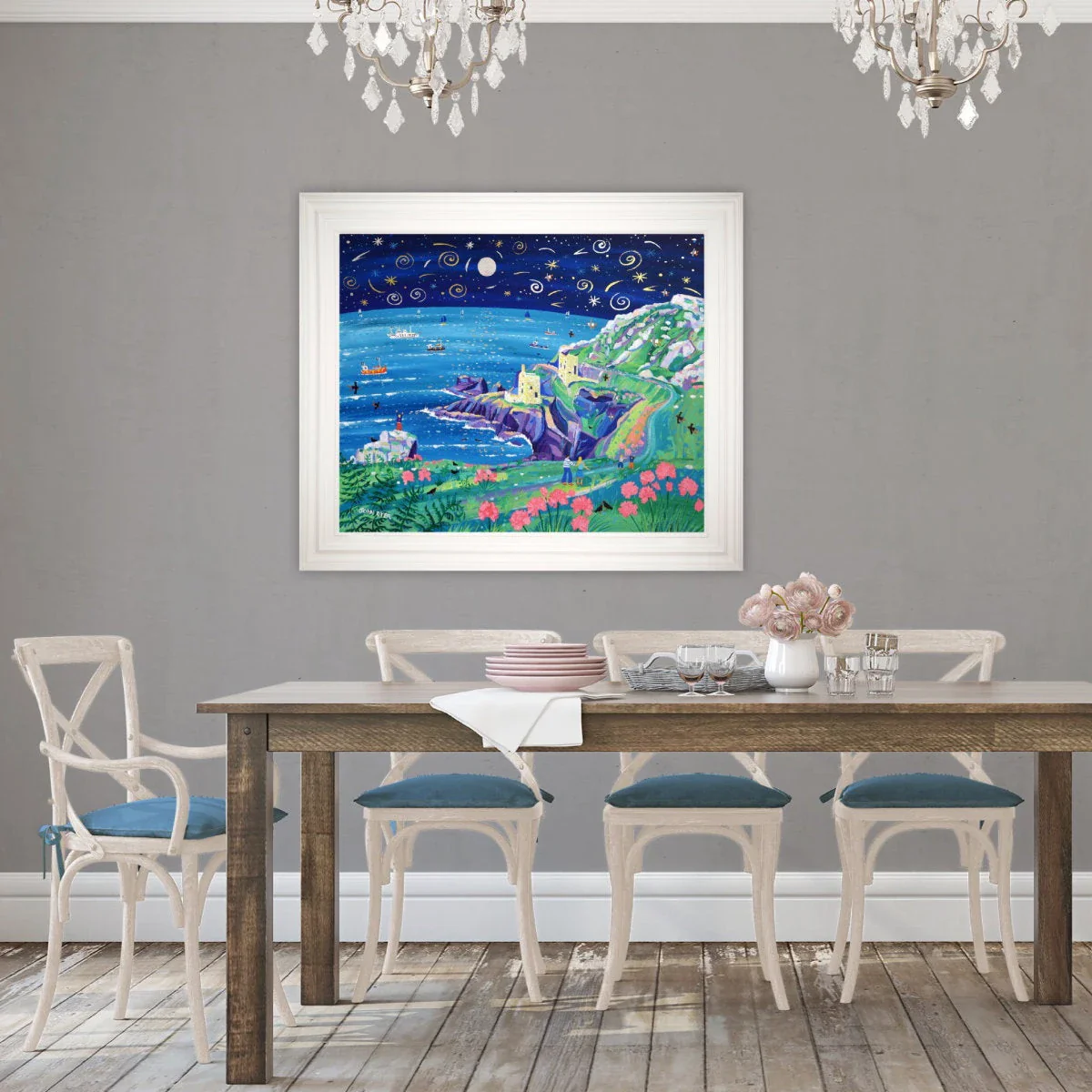 'Shooting Stars over Botallack'. 33x40 inches original art acrylic on board. Paintings of Cornwall by Cornish Artist John Dyer. Cornwall Art Gallery - Image 3