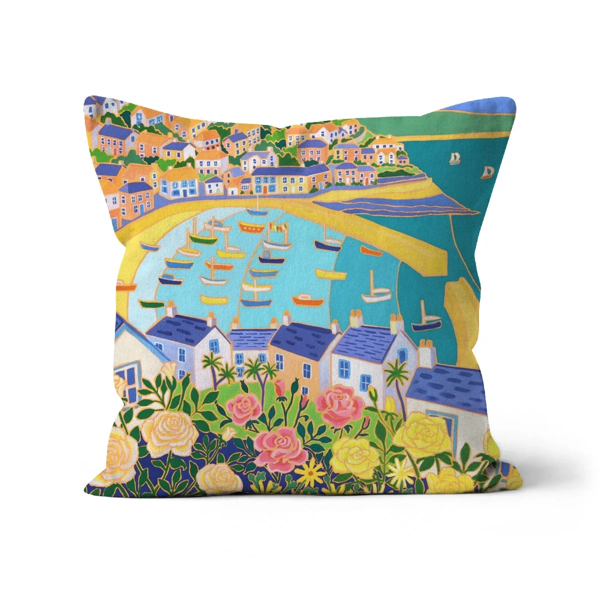 Cottage Rose Garden, Mousehole Cushion by Joanne Short - Image 3