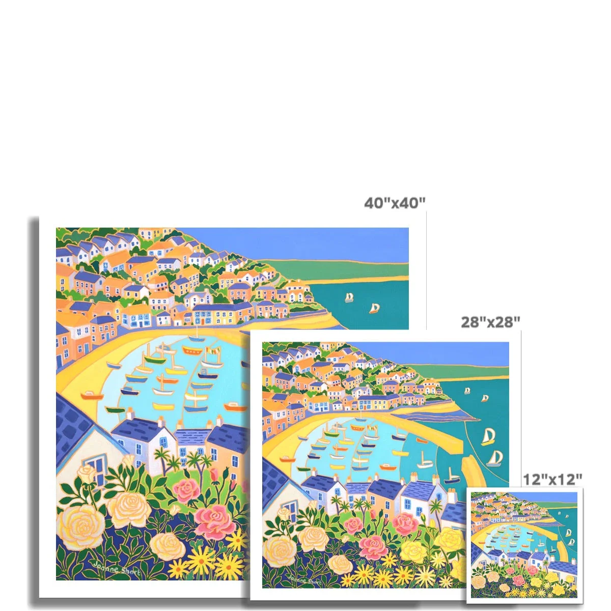 Joanne Short Open Edition Fine Art Print. 'Cottage Rose Garden, Mousehole'. Cornwall Art Gallery Print - Image 3