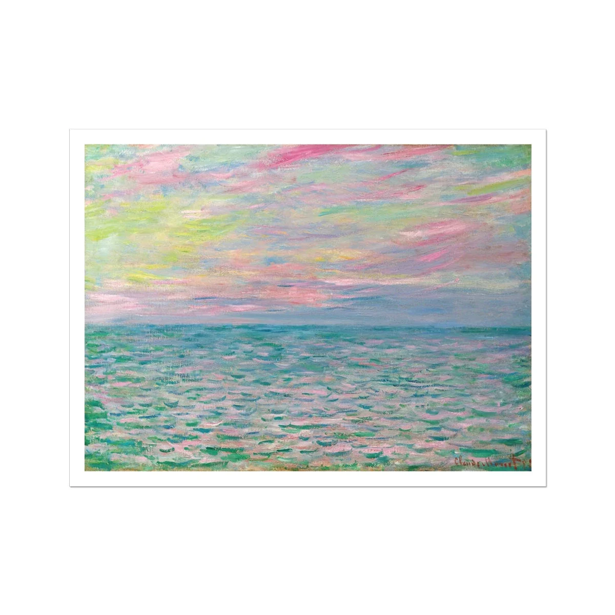 'Coucher De Soleil À Pourville, Pleine Mer' Seascape by Claude Monet. Open Edition Fine Art Print. Historic Art