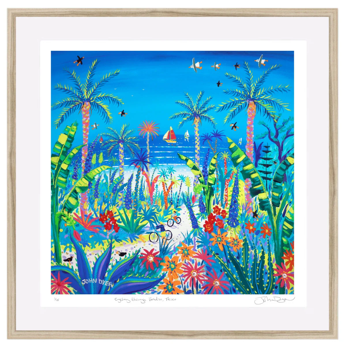 'Cycling through Paradise, Tresco'. Framed Special Limited Edition Print by John Dyer - Image 5