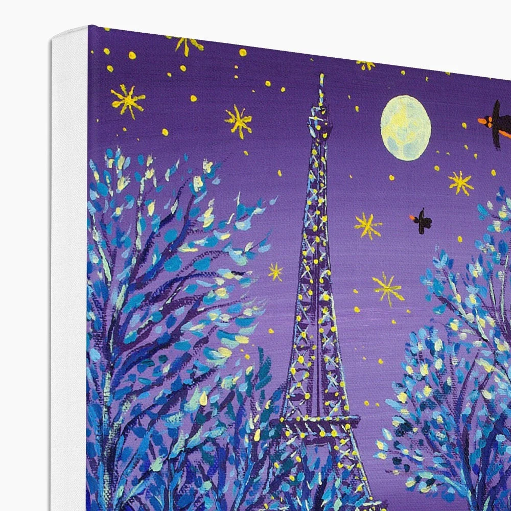 Cycling under the Moon, Eiffel Tower, Paris, France. Canvas Art Print by John Dyer - Image 2