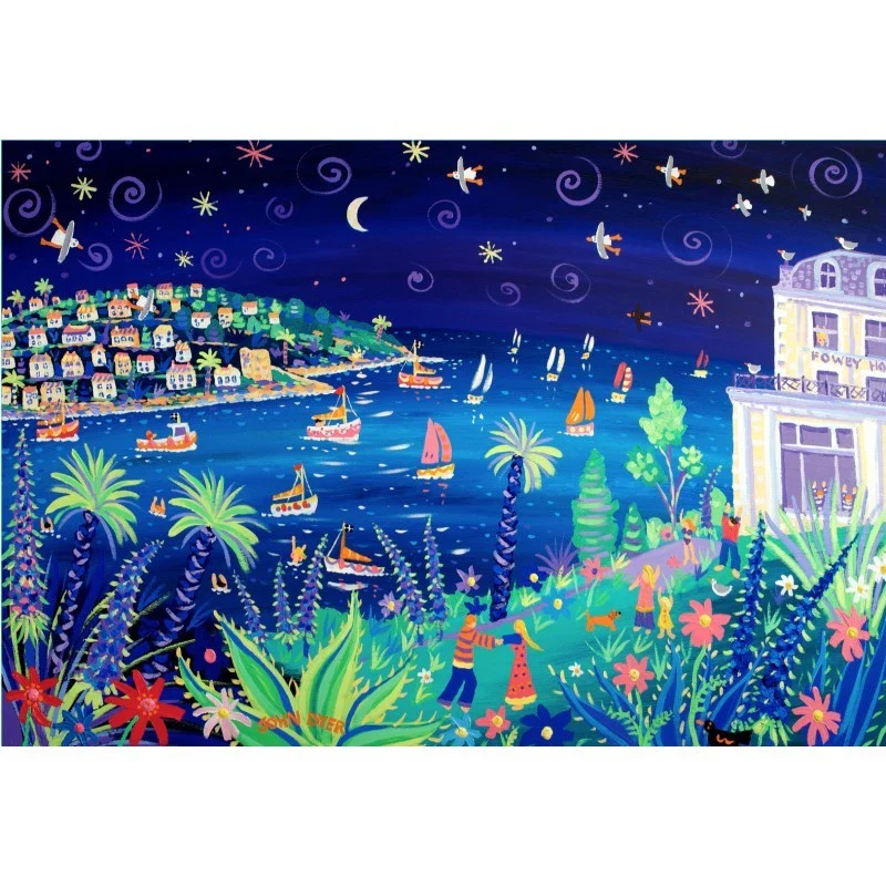 'Dancing in the Moonlight, Fowey, Cornwall'. Limited Edition Print by Cornish Artist John Dyer