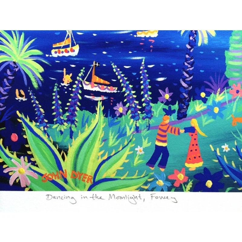 'Dancing in the Moonlight, Fowey, Cornwall'. Limited Edition Print by Cornish Artist John Dyer - Image 4