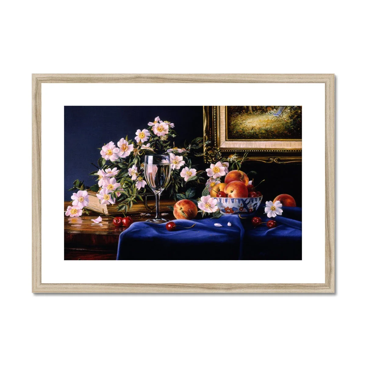 Ted Dyer Framed Open Edition Cornish Fine Art Print. 'Dog Roses and Peaches Still Life'. Cornwall Art Gallery - Image 3