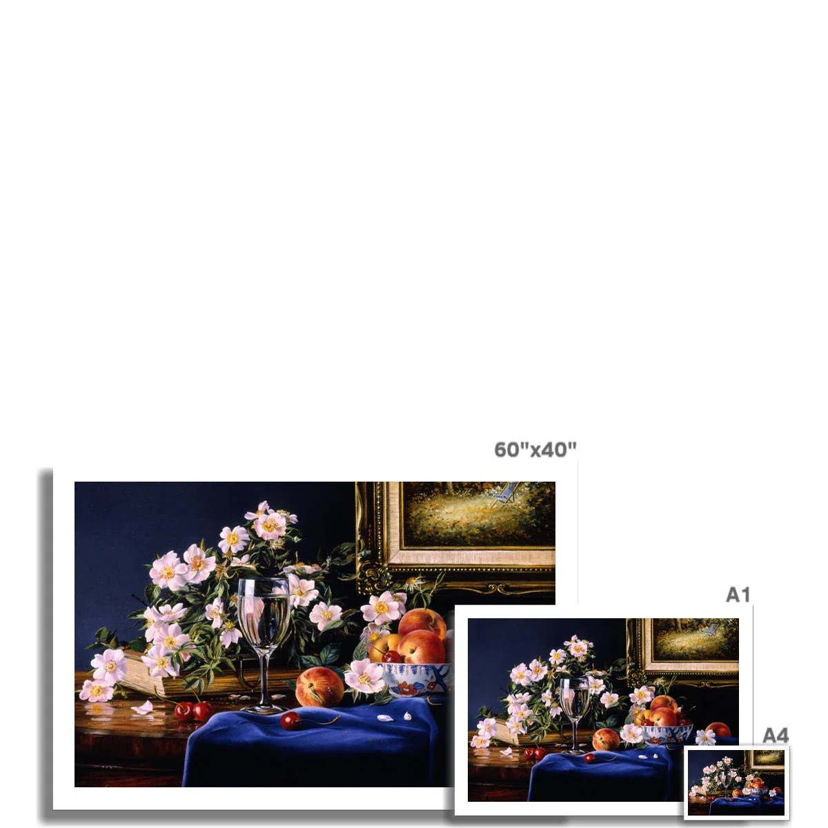 Ted Dyer Fine Art Print. Open Edition Cornish Art Print. 'Dog Roses and Peaches Still Life'. Cornwall Art Gallery - Image 3