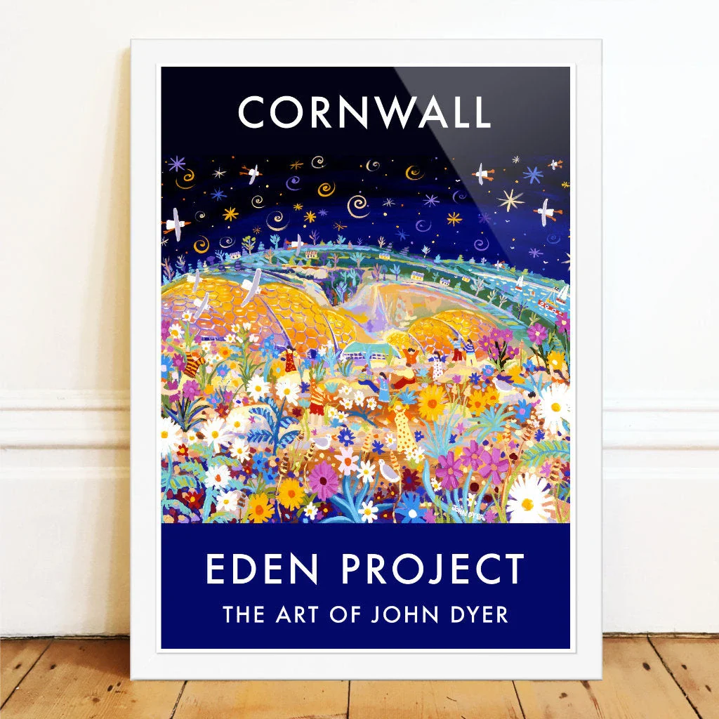 Eden Project Garden Art Poster Print by Cornish Artist John Dyer of The Eden Project Biomes at Night - Image 2