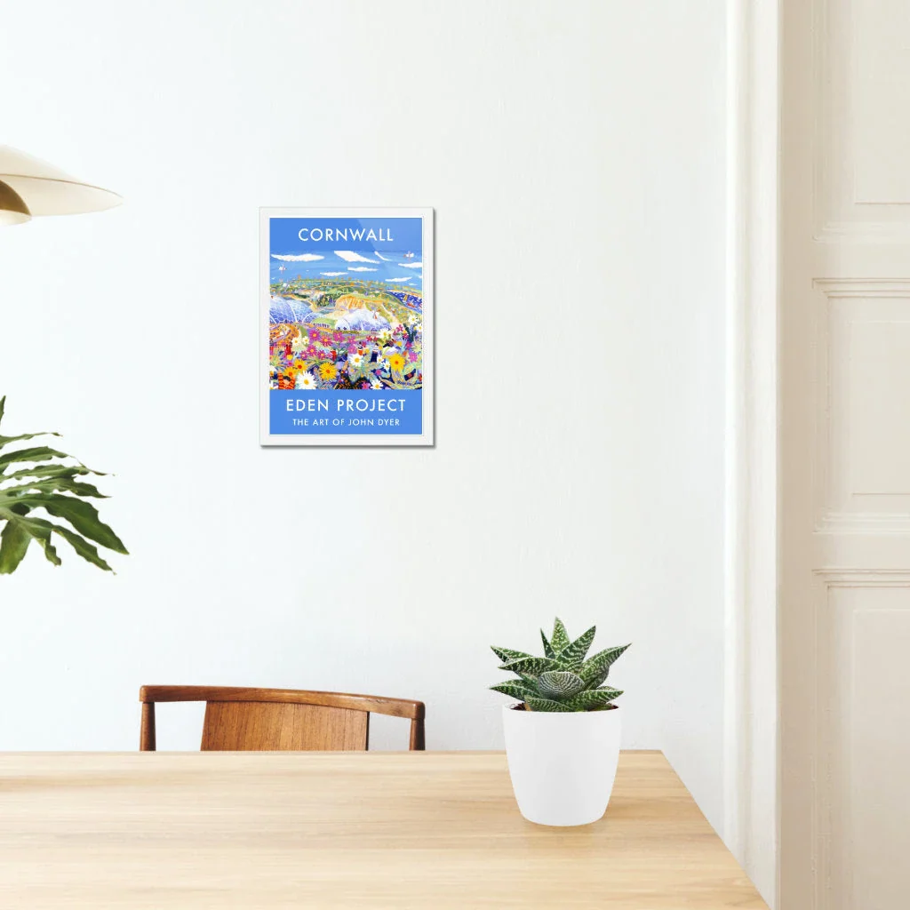 Eden Project Art Poster Print by Cornish Artist John Dyer of The Eden Project Biomes, Wild Cornwall Garden Flowers - Image 4