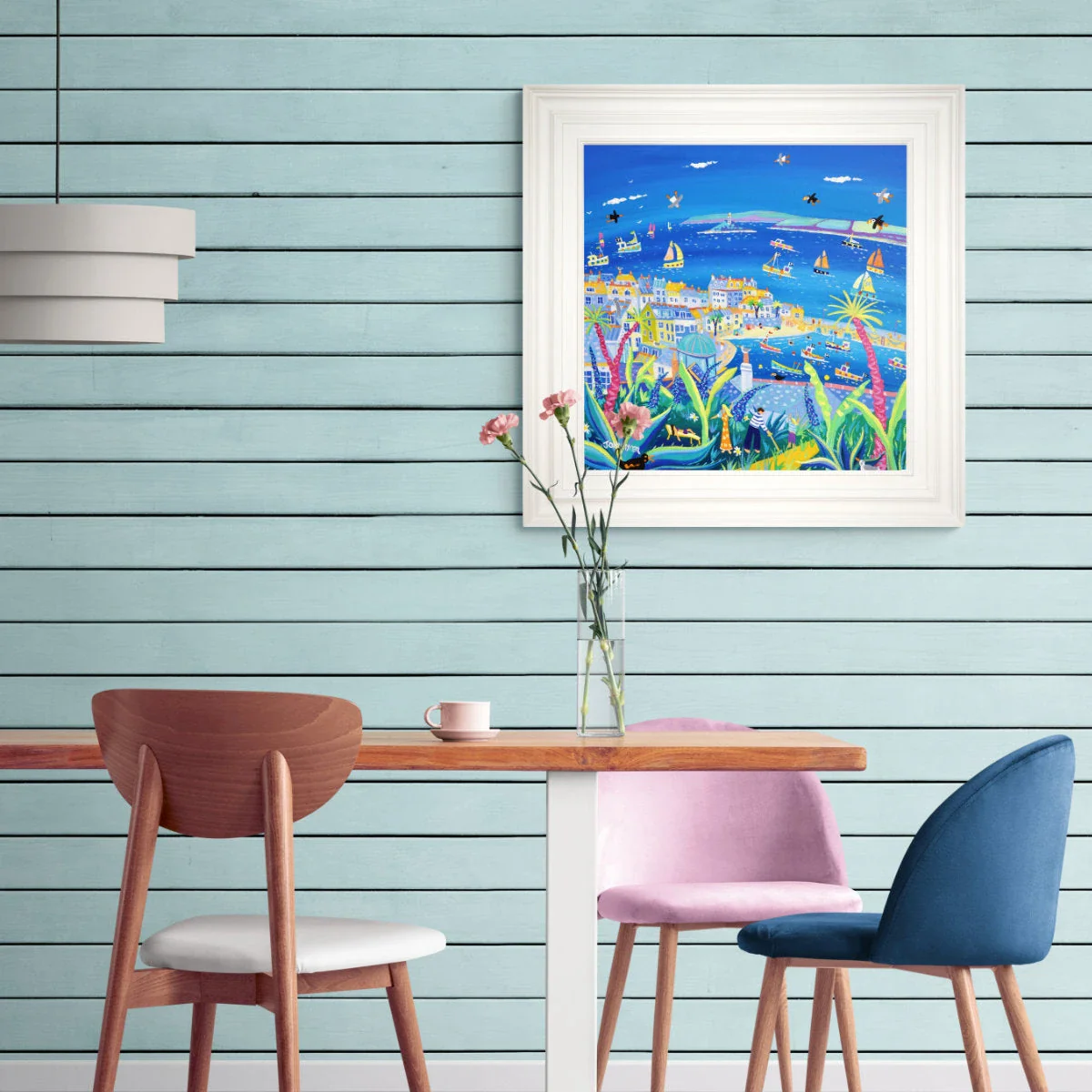 'Enjoying the Garden, Barnoon Terrace, St Ives', 24x24 inches acrylic on canvas. Cornwall Painting by Cornish Artist John Dyer. Cornish Art from our Cornwall Art Gallery - Image 3