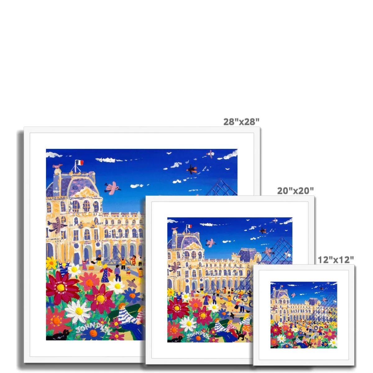 John Dyer Framed Open Edition City Fine Art Print. 'Enjoying the Sun outside the Louvre, Paris, France'. French Art Gallery - Image 4