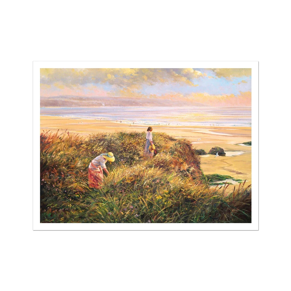 Ted Dyer Fine Art Print. Open Edition Cornish Art Print. 'Evening on the Cliffs, Gwithian'. Cornwall Art Gallery