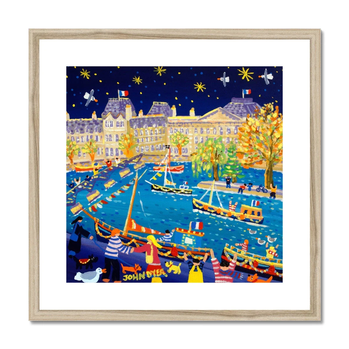 John Dyer Framed Open Edition City Fine Art Print. 'Evening Parisian Promenade, Paris, France'. French Art Gallery - Image 3