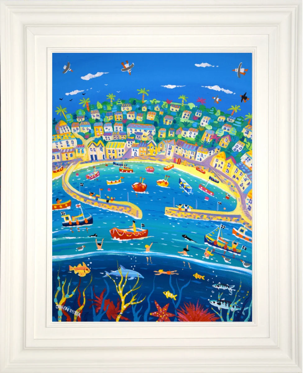 'Exploring the Harbour, Mousehole', 24x18 inches acrylic on canvas. Cornwall Painting by Cornish Artist John Dyer. Cornwall Art Gallery - Image 2