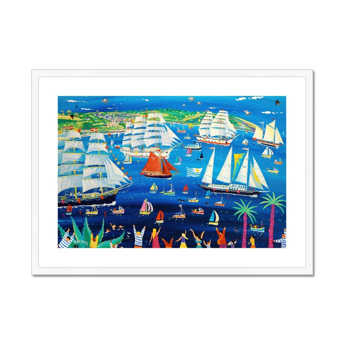 John Dyer Framed Open Edition Cornish Fine Art Print. Falmouth Tall Ships Races 2023. Cornwall Art Gallery - Image 4