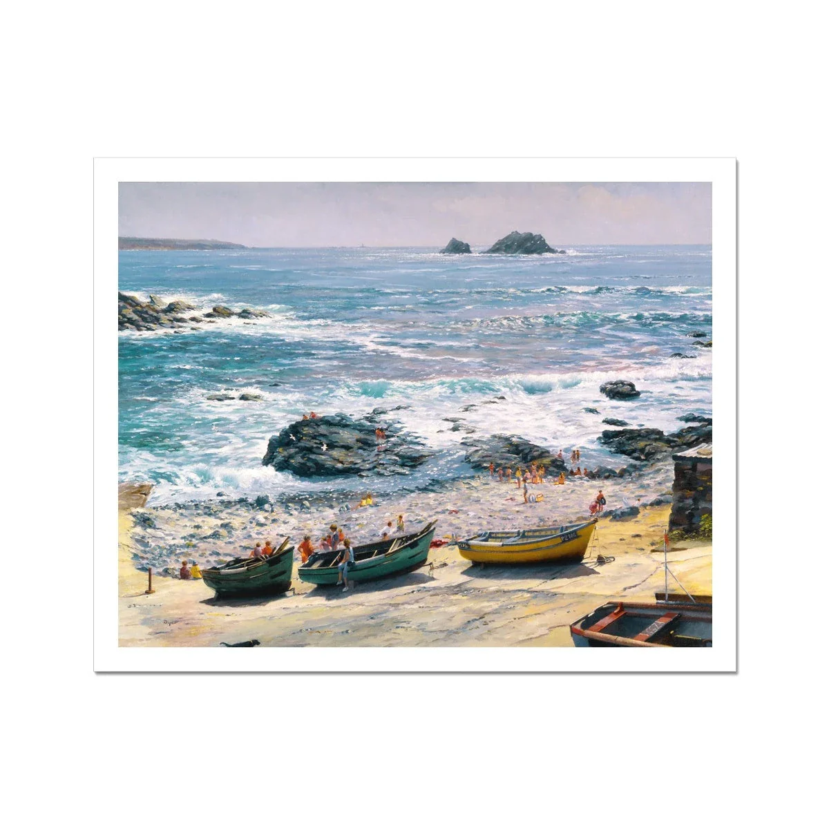 Ted Dyer Fine Art Print. Open Edition Cornish Art Print. 'Fishing Boats at Priest's Cove'. Cornwall Art Gallery
