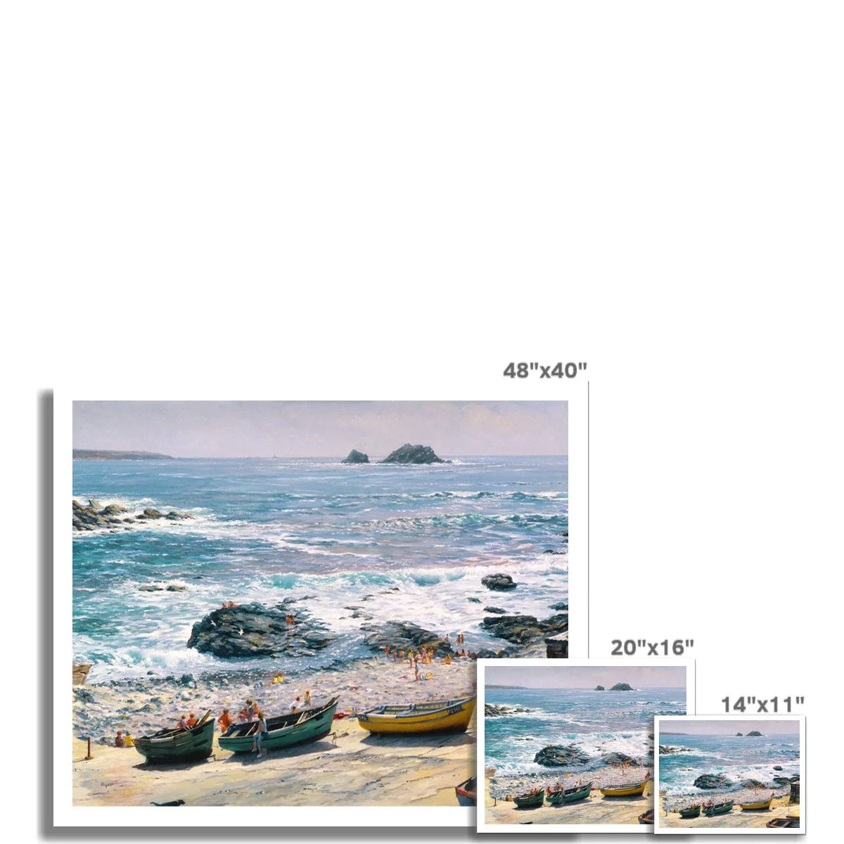 Ted Dyer Fine Art Print. Open Edition Cornish Art Print. 'Fishing Boats at Priest's Cove'. Cornwall Art Gallery - Image 3