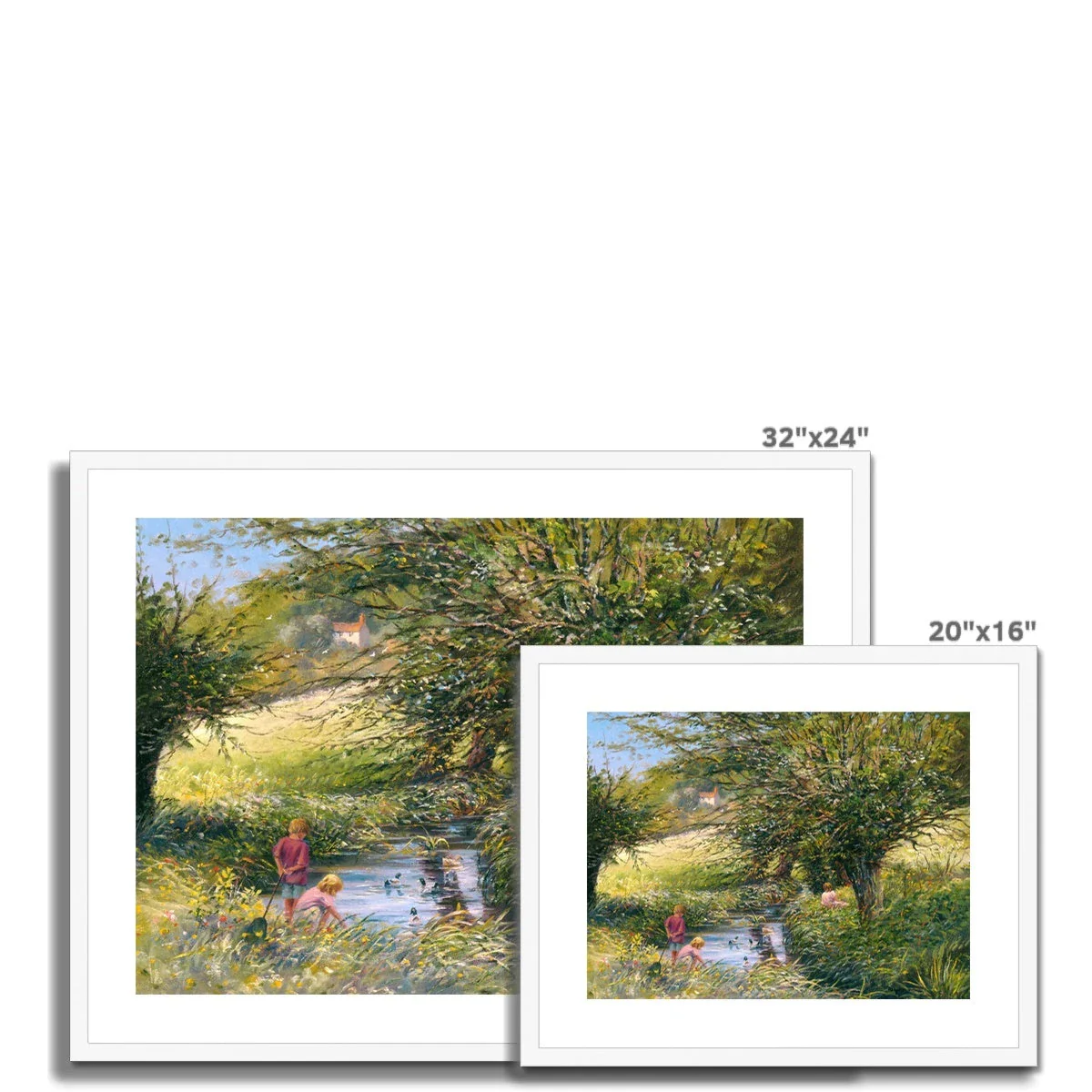 Ted Dyer Framed Open Edition Somerset Fine Art Print. 'Fishing in the Duck Pond'. Somerset Art Gallery - Image 4