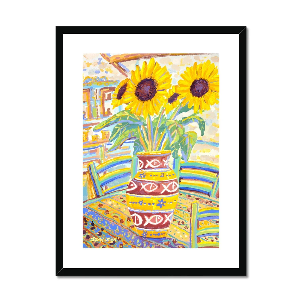 John Dyer Framed Open Edition French Sunflower Art Print. 'Flowers Full of Sunshine' - Image 2