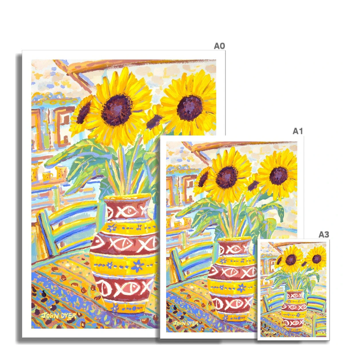 John Dyer Fine Art Print. Open Edition French Art Print. 'Flowers Full of Sunshine' Sunflower Still-Life. French Art Gallery - Image 3