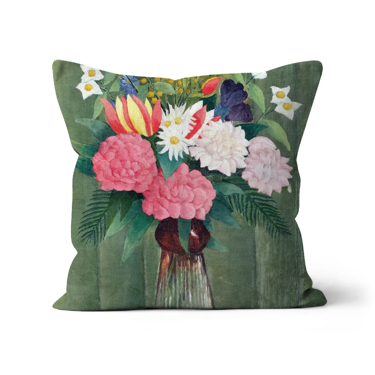 Flowers in a Vase. Classic Art Cushion by Henri Rousseau - Image 13
