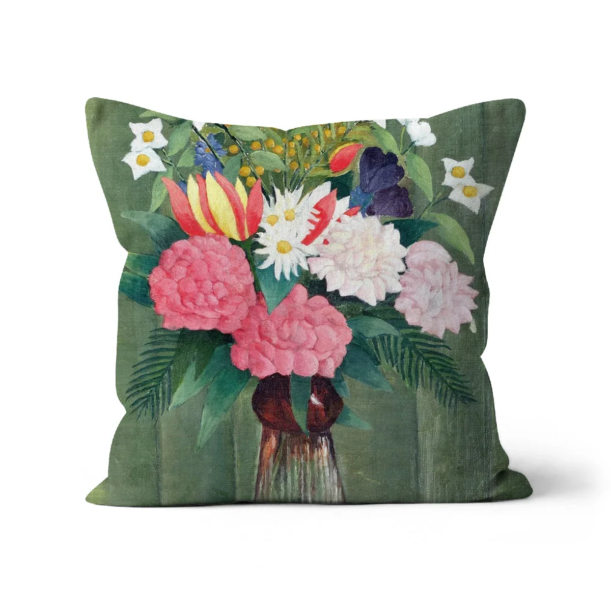 Flowers in a Vase. Classic Art Cushion by Henri Rousseau - Image 5