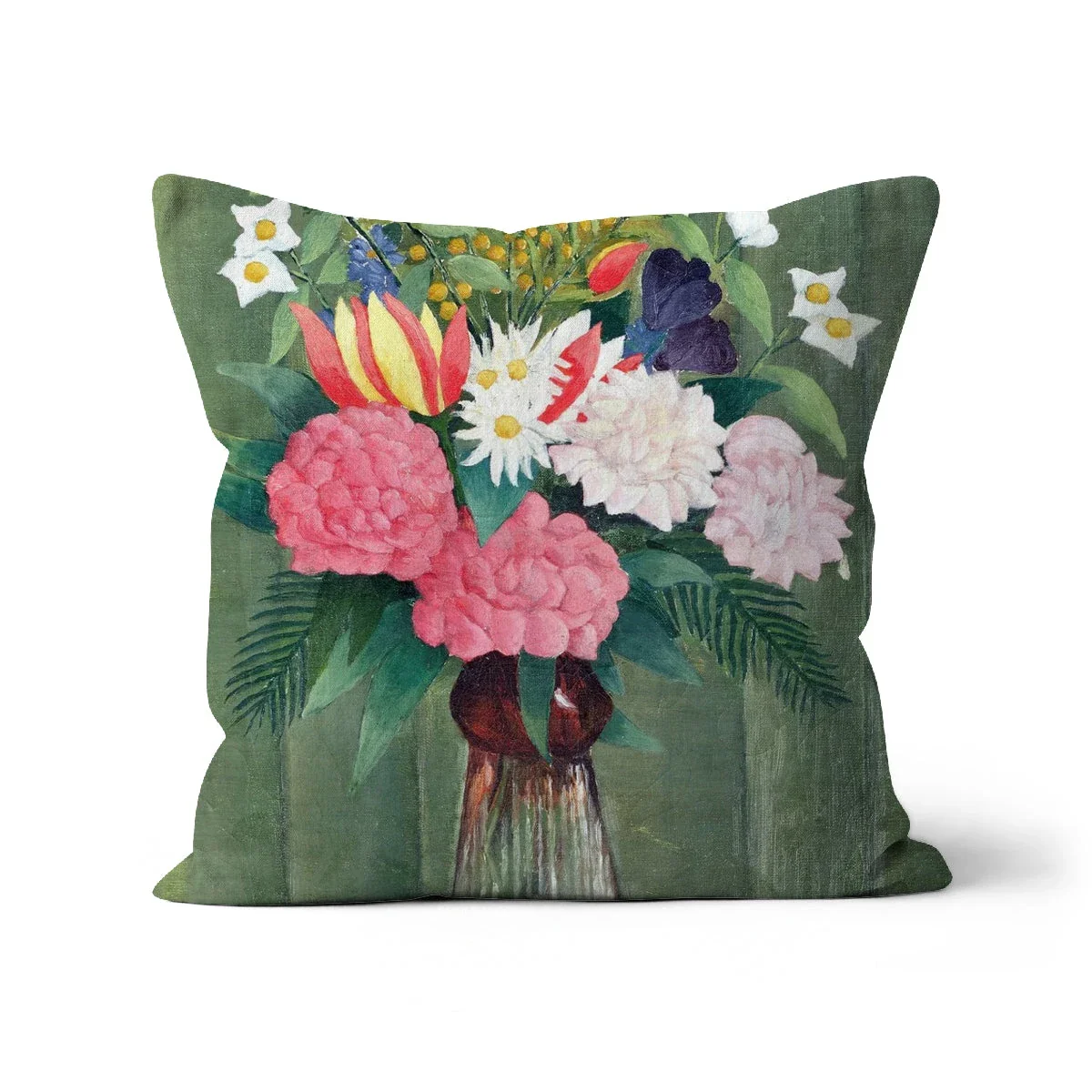 Flowers in a Vase. Classic Art Cushion by Henri Rousseau - Image 9