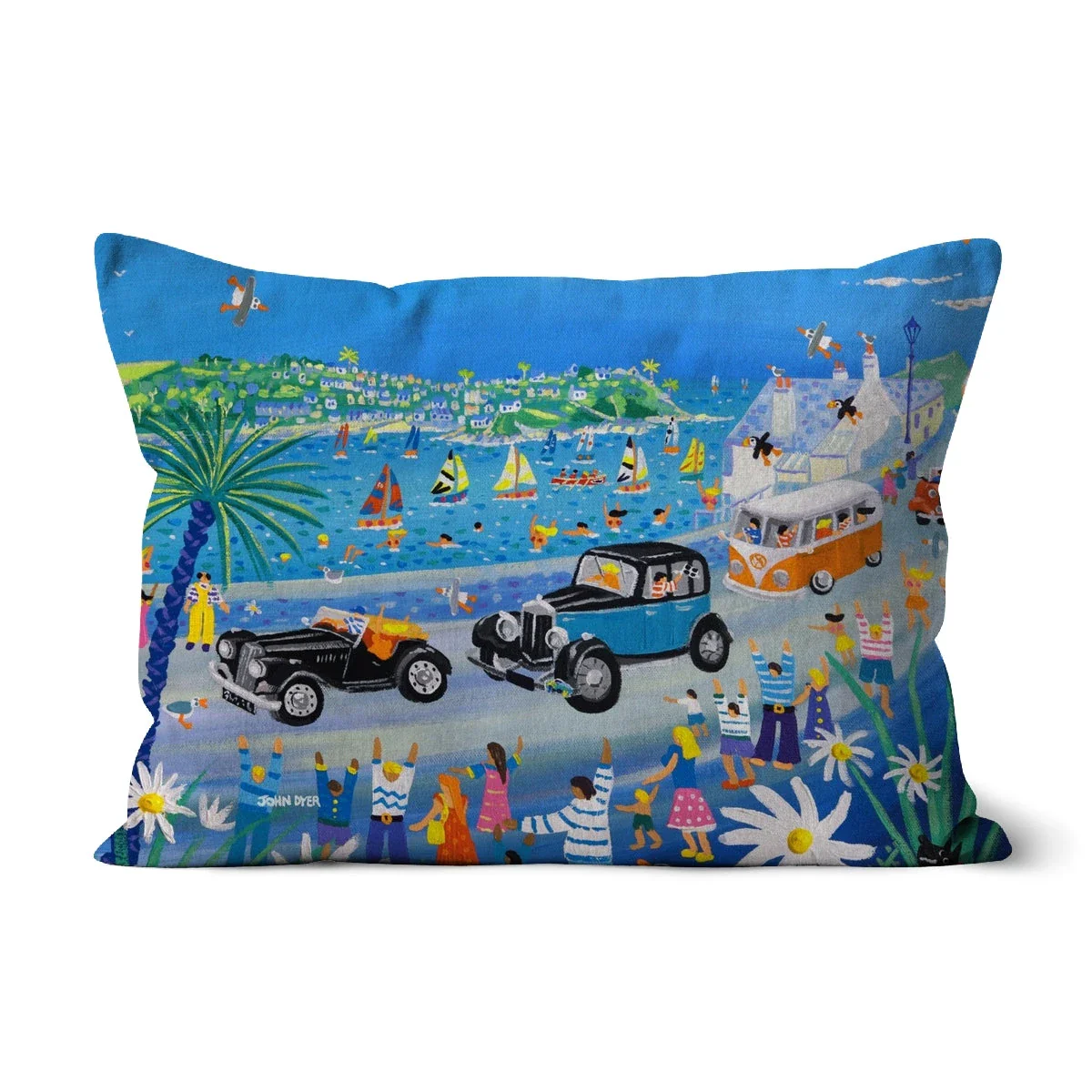 Fowey Classic Car Parade Art Cushion by John Dyer Cushion - Image 12