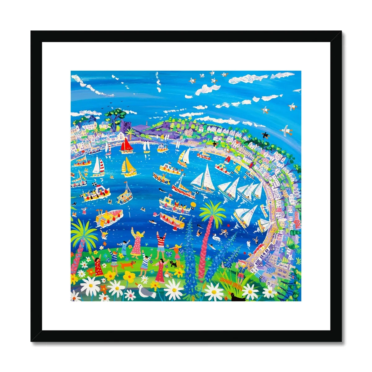 John Dyer Framed Open Edition Cornish Art Print. 'Fowey Fun'. Cornwall Art Gallery - Image 2