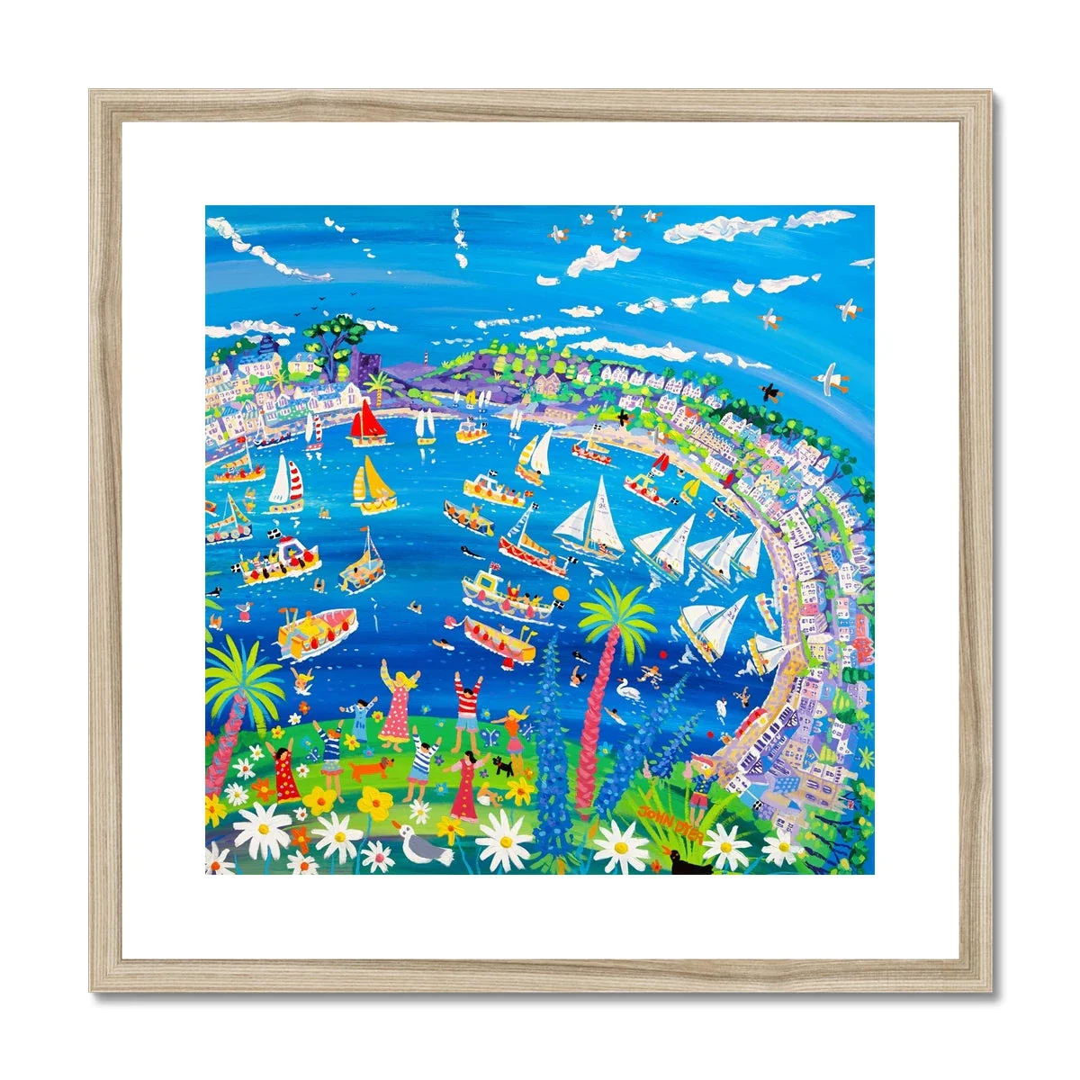 John Dyer Framed Open Edition Cornish Art Print. 'Fowey Fun'. Cornwall Art Gallery - Image 3