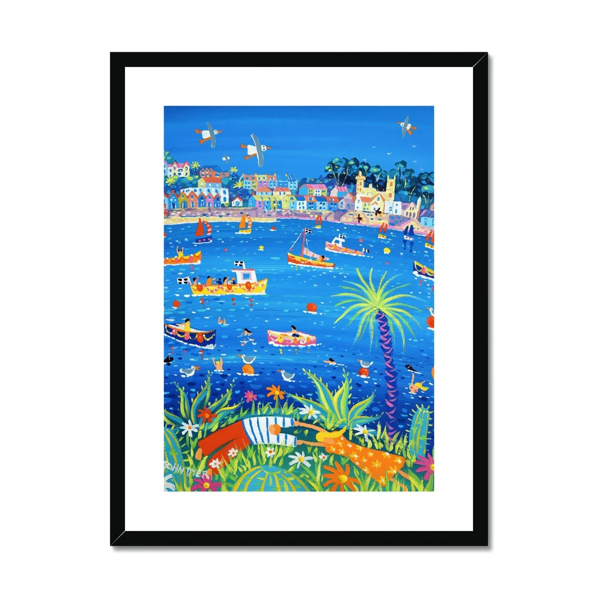 John Dyer Framed Open Edition Cornish Art Print. 'Fowey River Lovers'. Cornwall Art Gallery - Image 2