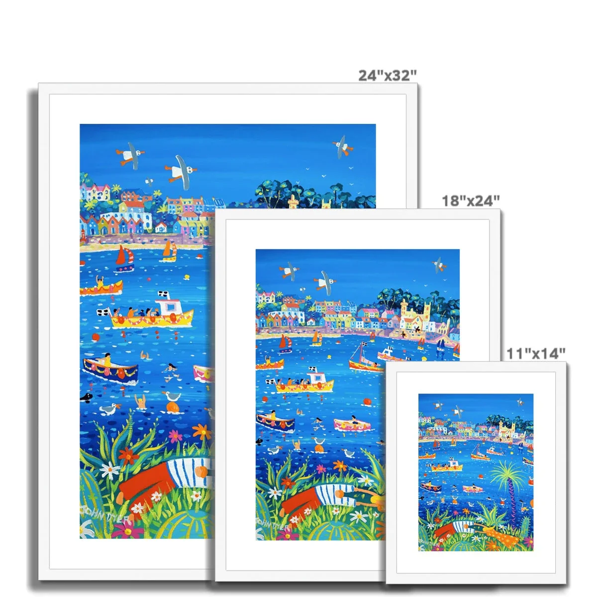 John Dyer Framed Open Edition Cornish Art Print. 'Fowey River Lovers'. Cornwall Art Gallery - Image 4