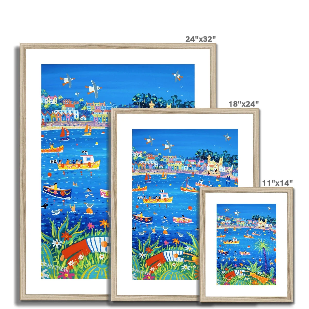 John Dyer Framed Open Edition Cornish Art Print. 'Fowey River Lovers'. Cornwall Art Gallery - Image 5