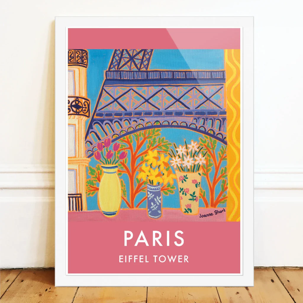 French Print of the Eiffel Tower in Paris. Vintage Style Travel Poster Art Print by Joanne Short. France Wall Art - Image 2