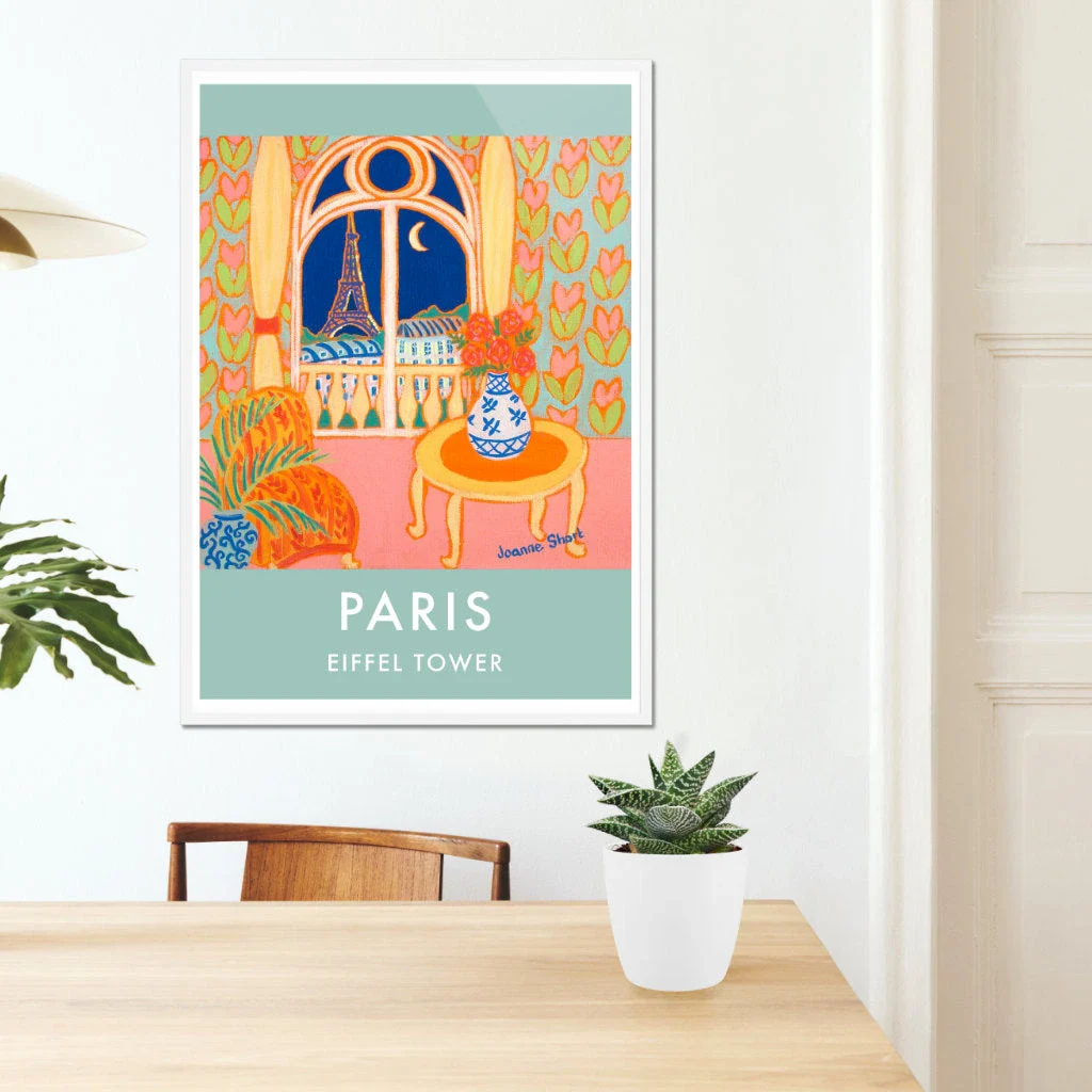 French Print of the Eiffel Tower, Paris. Vintage Style Interior Poster Art Print by Joanne Short. France Wall Art - Image 7
