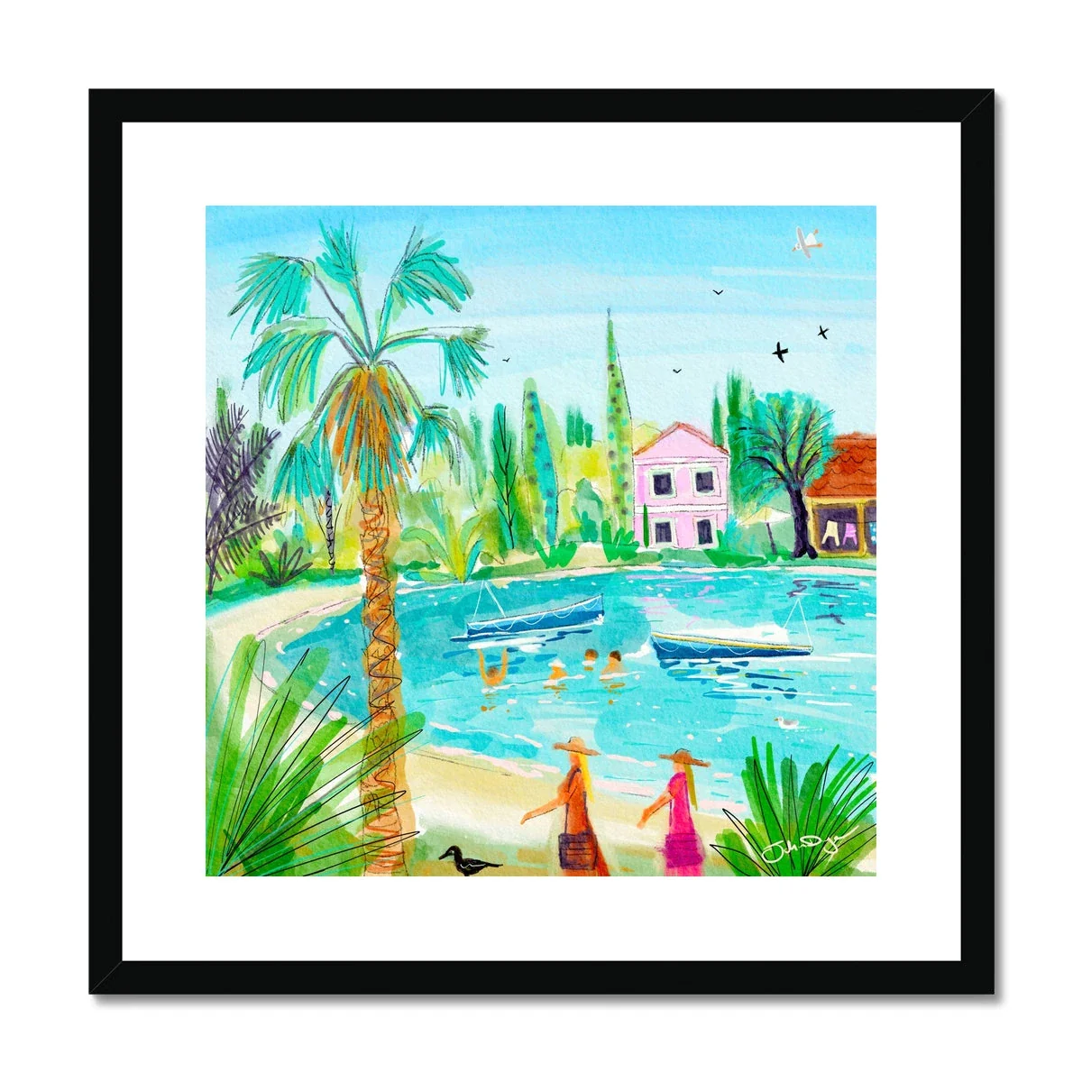 John Dyer Greece Artwork. Framed Open Edition Art Print. 'Tranquil Waters of Govino Bay, Corfu, Greece'. Greek Art Gallery - Image 2