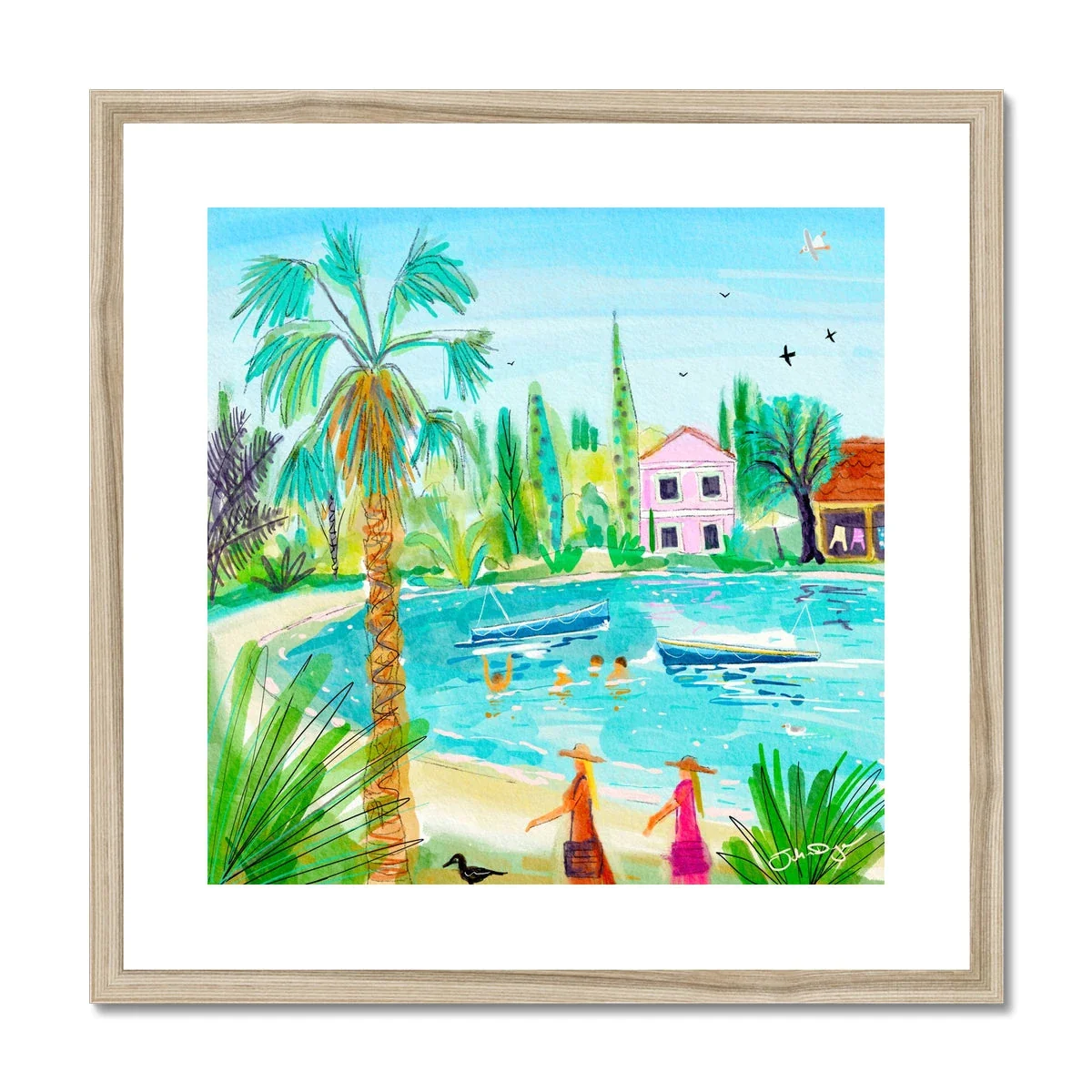 John Dyer Greece Artwork. Framed Open Edition Art Print. 'Tranquil Waters of Govino Bay, Corfu, Greece'. Greek Art Gallery - Image 3