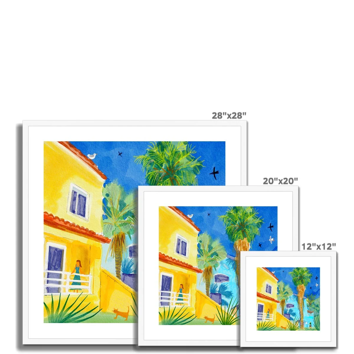 John Dyer Greece Artwork. Framed Open Edition Art Print. 'Sunlit Villa in Govino Bay, Corfu, Greece'. Greek Art Gallery - Image 10