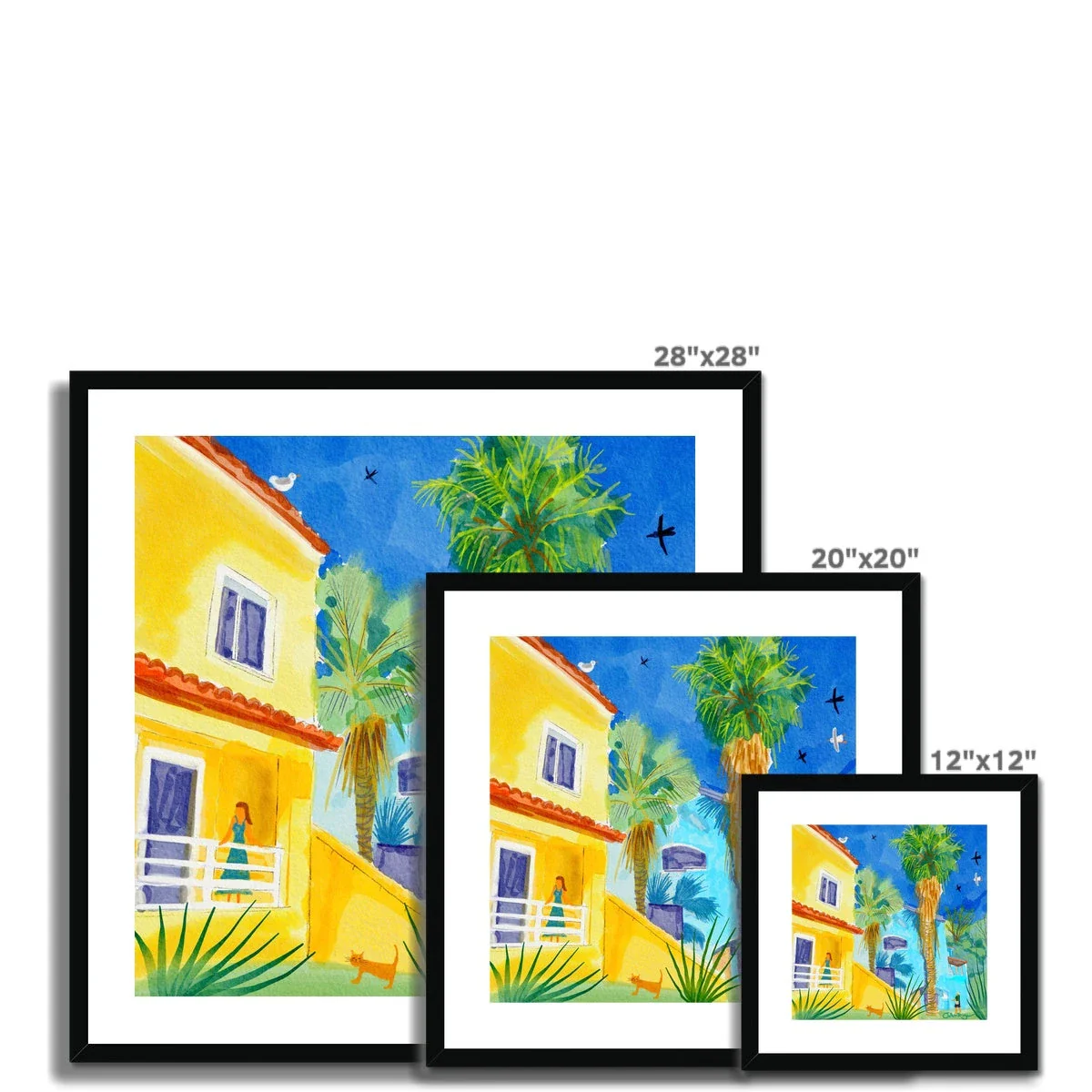 John Dyer Greece Artwork. Framed Open Edition Art Print. 'Sunlit Villa in Govino Bay, Corfu, Greece'. Greek Art Gallery - Image 11